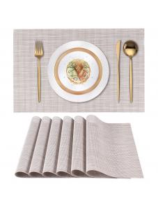 VCVCOO Placemats Set of 6, Washable Plastic Placemats for Kitchen Dining Table Indoor/Outdoor Woven Vinyl Dinner Table M