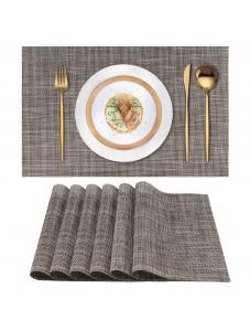 VCVCOO Placemats Set of 6 - Vinyl Heat Resistant Table Placemats - Easy Clean Wipeable Washable Durable PVC Table Mats f