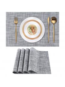 VCVCOO Placemats Set of 4, Vinyl/Plastic Woven Place Mats for Kitchen Table Indoor/Outdoor, Washable Placemat Wipeable D