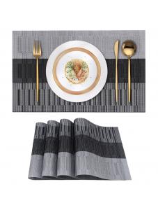 VCVCOO Placemats Set of 4 - Heat Resistant Non-Slip Table Placemats for Indoor Dining, Washable Wipeable PVC Vinyl Woven