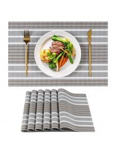 VCVCOO Placemats Set of 6, Heat Resistant Non-Slip Plastic Place Mats for Dining Table, Washable Wipeable Vinyl Placemat