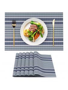VCVCOO Elegant Placemats Set of 6, Washable Wipeable Vinyl Table Mats, Non-slip Woven Plastic Placemats, 12x18 inch
