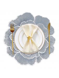 VCVCOO Round Placemats Set of 4, Pressed Vinyl PVC Washable Wipeable Table Mats, Rose Flower Table Placemats for Holiday