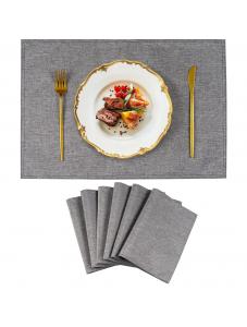 VCVCOO Cloth Placemats Set of 6, Machine Washable & Heat Resistant Dining Table Place Mats, Linen Blend Fabric Kitchen T