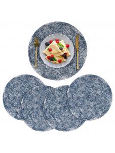 VCVCOO Round Braided Placemats Set of 4 Place mats for Dining Tables Woven Heat Resistant Table Mats 15 inch Blue