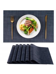 VCVCOO Placemats Set of 6 - Easy Clean Woven Vinyl Placemats for Dining Table, Indoor/Outdoor Place Mats, Washable PVC T