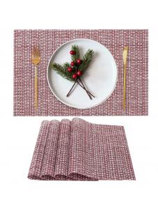 VCVCOO Christmas Placemats Set of 4,Washable Durable Vinyl Woven Table Mats,Elegant Heat Resistant Placemat for Kitchen 