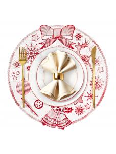 VCVCOO Placemats Set of 4 Round Red Bow Christmas Placemats Washable Table Mats Pressed Vinyl PVC Place Mats for Holiday