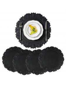 VCVCOO 15 inch Round Placemats Set of 4, Dual-Sided Faux Leather Heat Resistant Table Mats, Waterproof Oilproof Washable