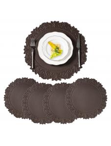 VCVCOO Vinyl Waterproof Placemats Set of 4, Round PU Table Mats, Stain Resistant, Heat Resistant Non-Slip Easy to Clean 